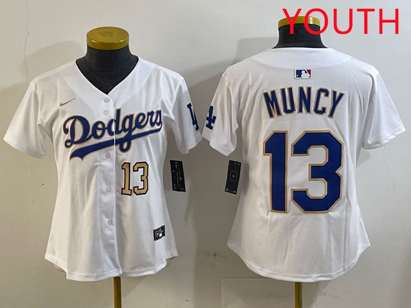 Youth Los Angeles Dodgers 13 Muncy White Gold Game 2025 Nike MLB Jersey style 10